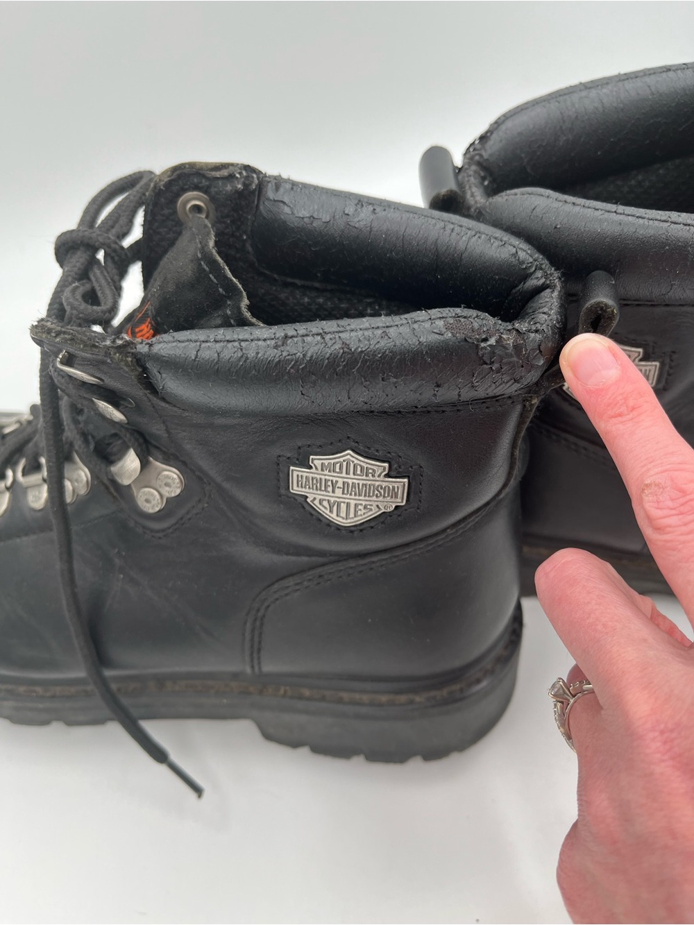 Harley-Davidson Black Boots with Orange Logo Patch - Picture 7 of 11